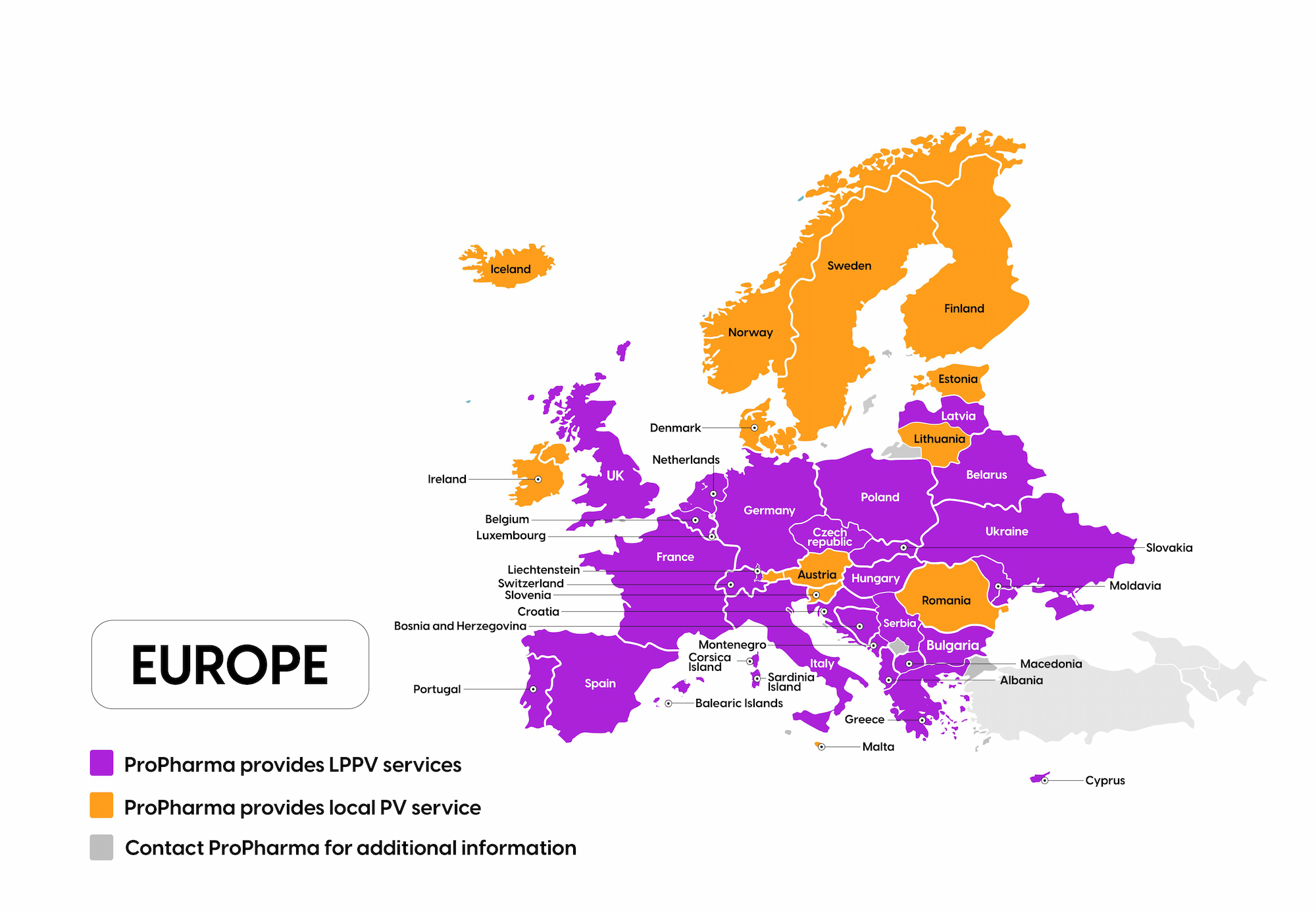 Europe LPPV requirements map