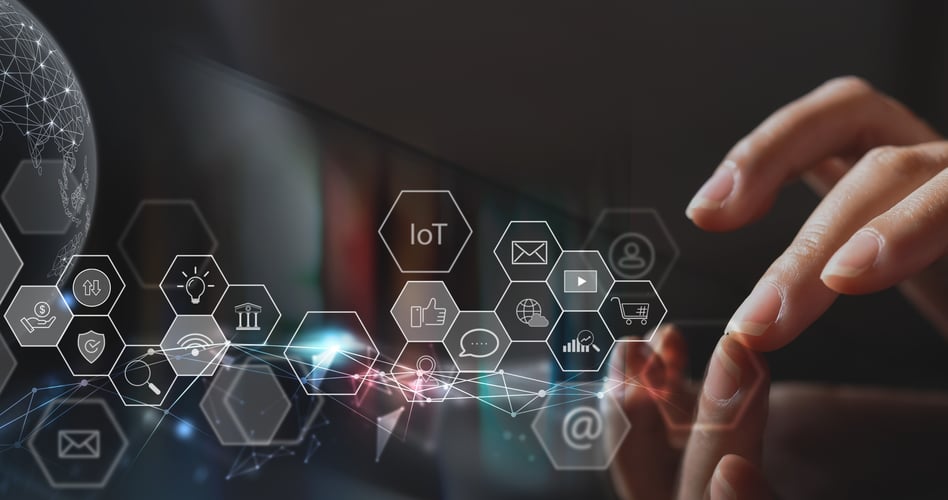 Pharma omnichannel marketing hand on tablet