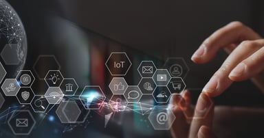 Pharma omnichannel marketing hand on tablet