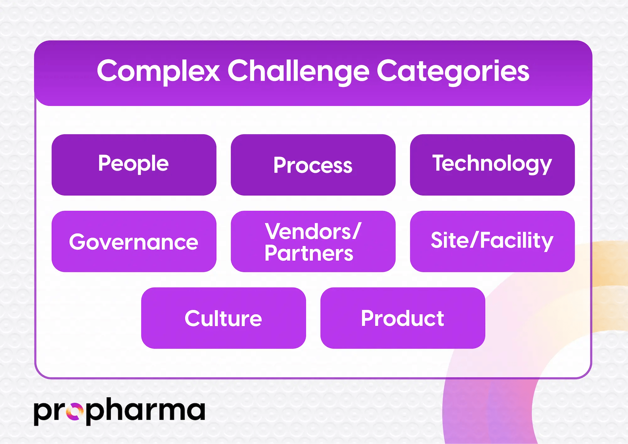 Illustration showing the different categories in complex challenges.