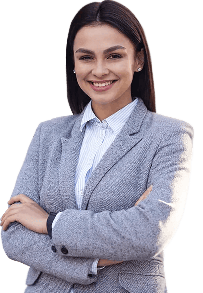 A confident and smiling professional business woman with arms crossed