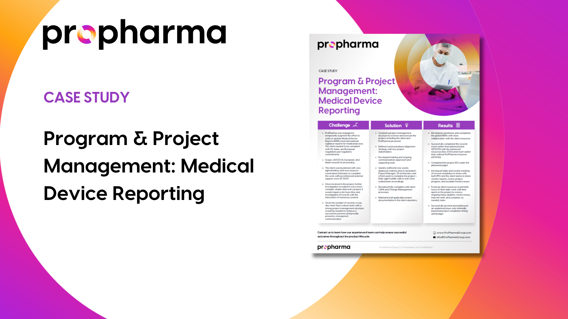 Program & Project Management: Medical Device Reporting