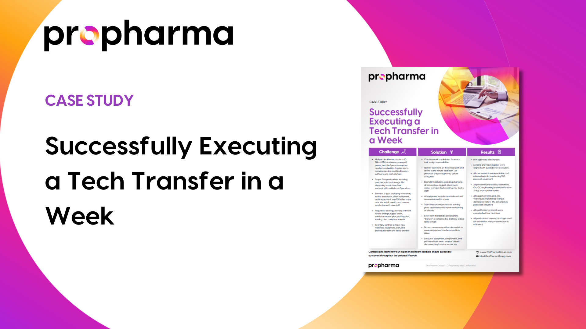 Successfully Executing a Tech Transfer in a Week